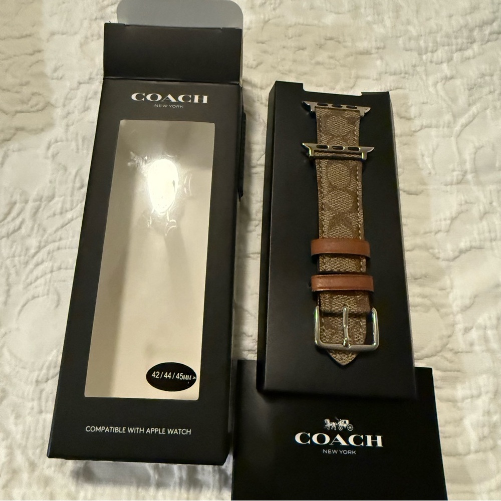 COACH ,NY Brown and Tan Watch Band for Apple Watch - Picture 4 of 5